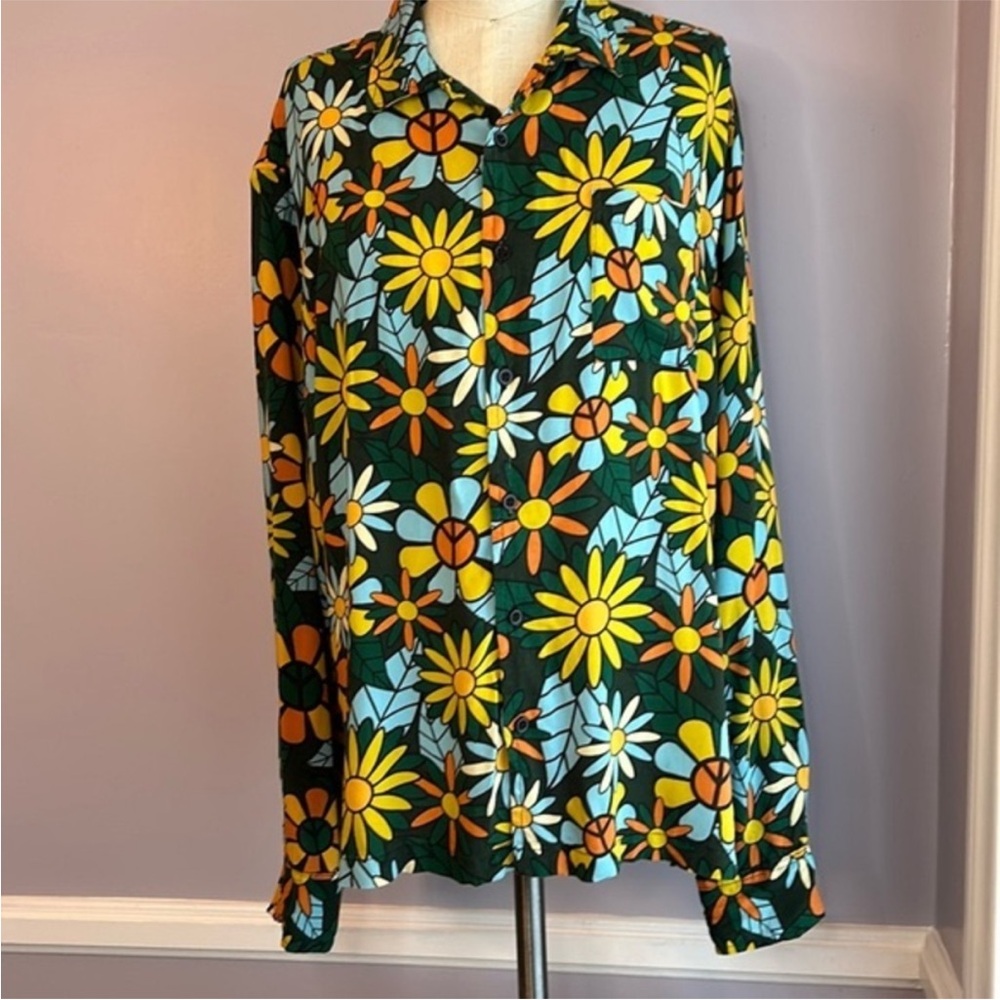 Super Massive Moongarden flower power long sleeve button down unisex shirt